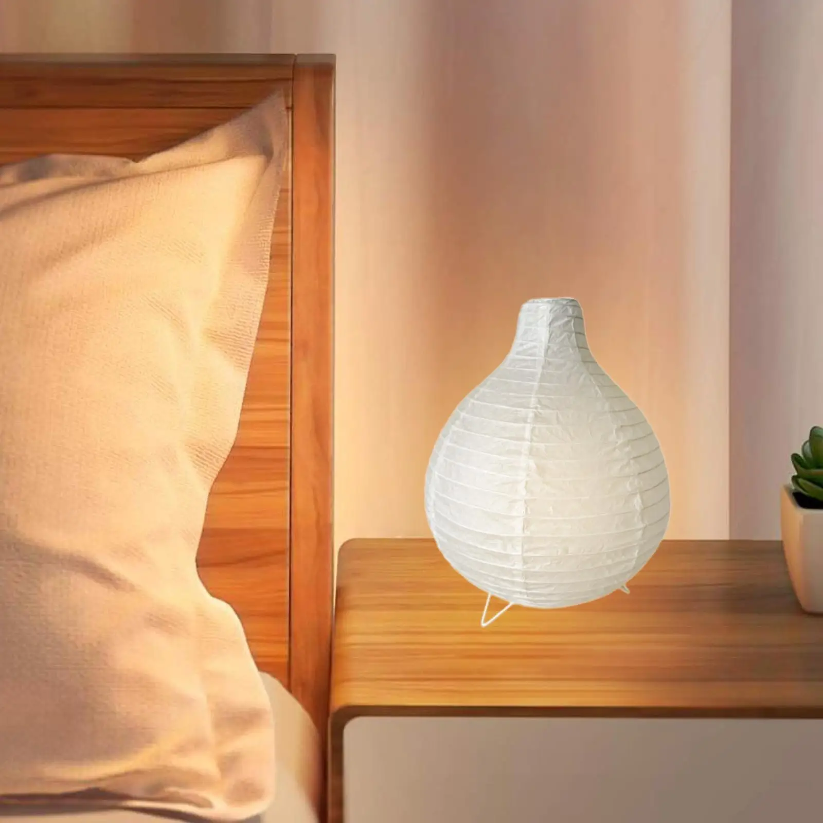 Paper Table Lamp with Rice Paper Room Decoration Bedroom Ornament Bedside Table Lamp for Table Kitchen Hotel Living Room Dresser