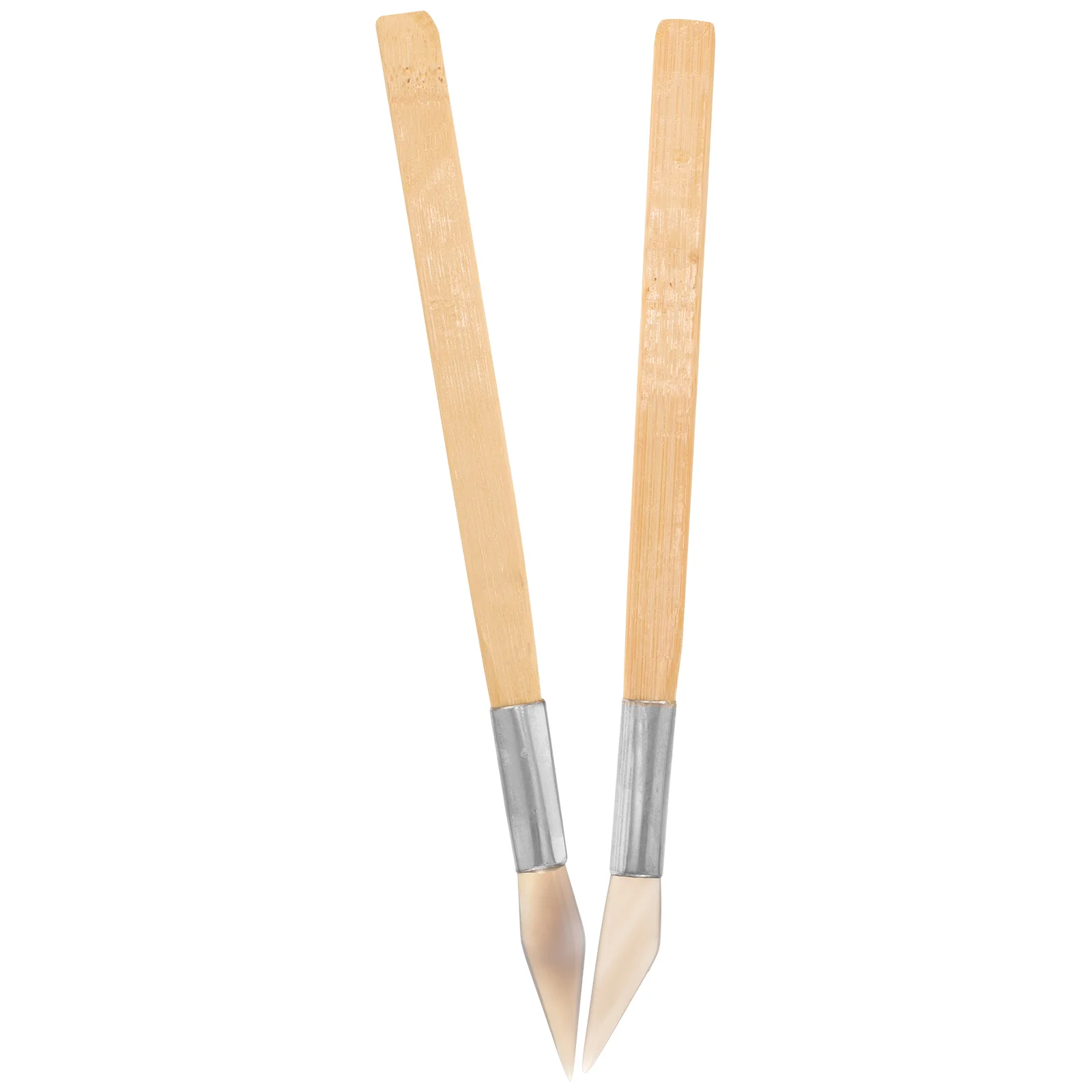 2 Pcs Agate Polishing Knife Jewelry Tool Burnisher With Handle For Smoothing Bamboo Natural