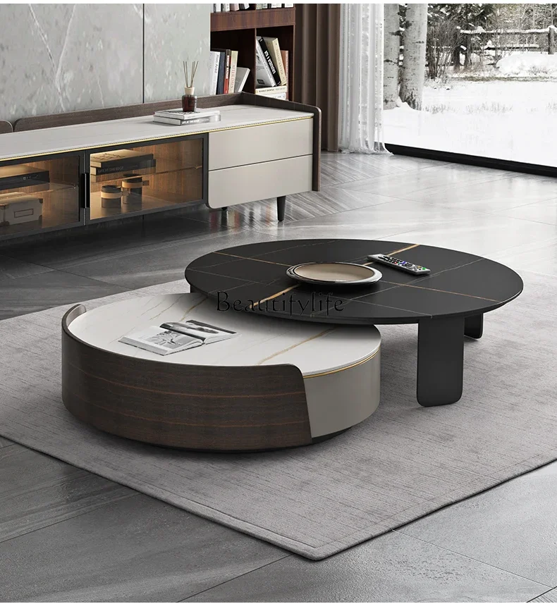 

FG10*Italian rock slab coffee table round living room light luxury modern Nordic simple tea table