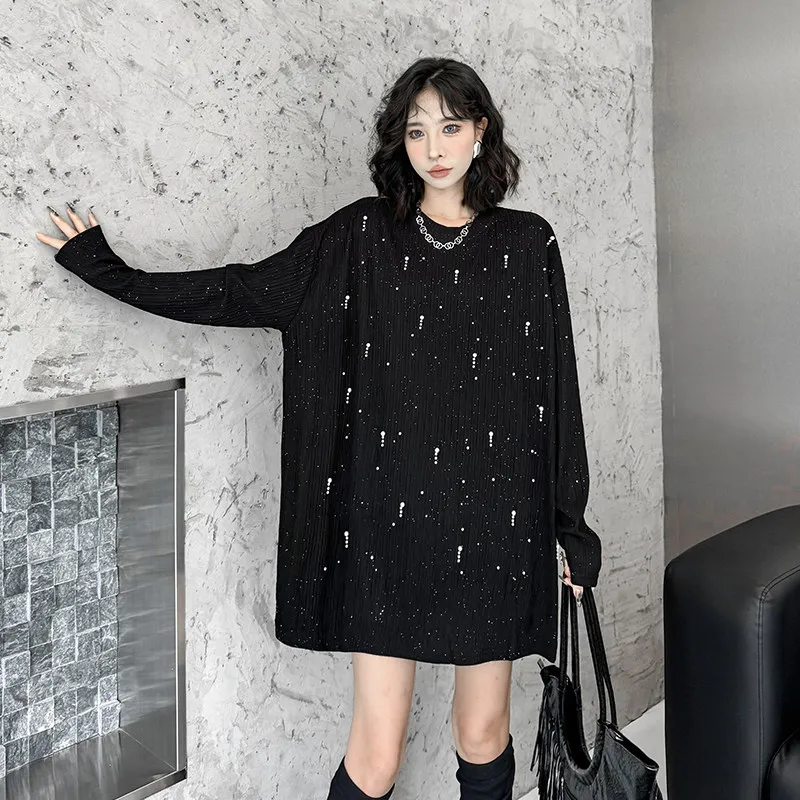 SuperAen Embroidered Flares O-neck T-shirt for Women 2026 Spring and Autumn New Loose Design Long Sleeves High Street Sweet Tops