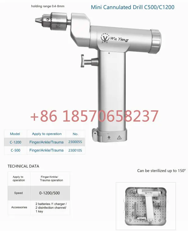 surgical instruments/orthopedic power tools, mini bone drill, canulated drill