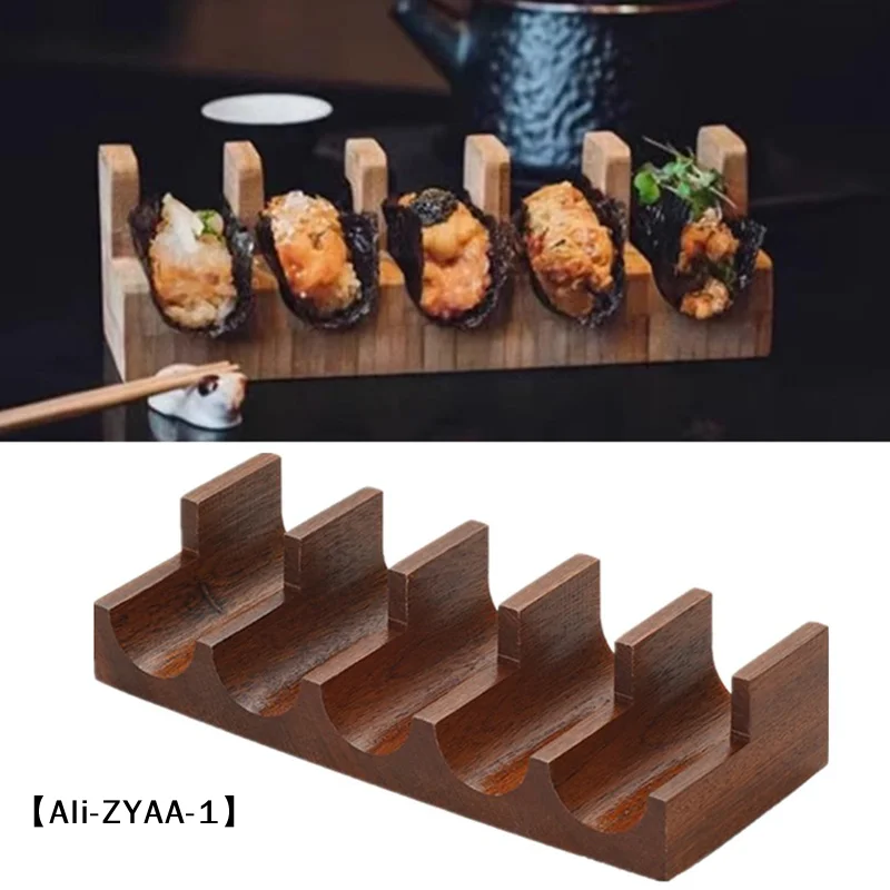 【A】1/2/3/4/5 Slots Wooden Sushi Rack U-shape Japanese Style Sushi Serving Tray Multi Purpose Innovative Sushi Maker Holder Home