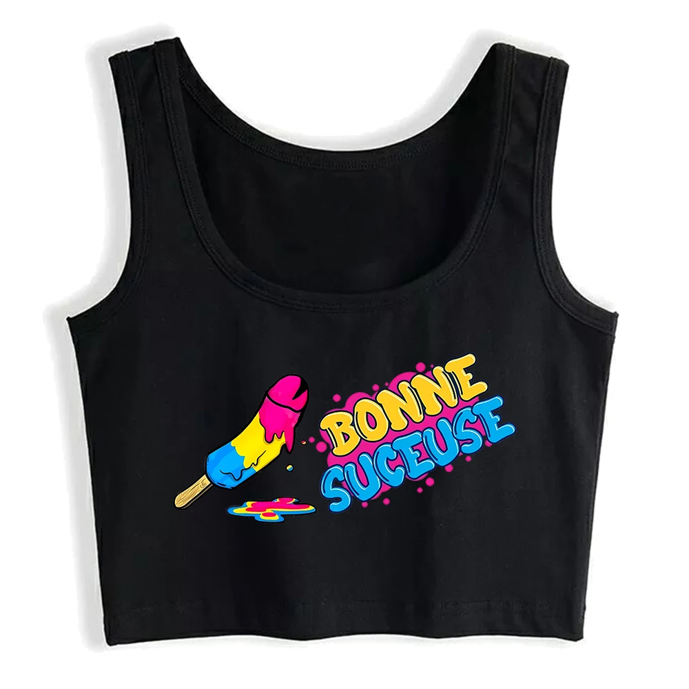 Ice Cream Graphic Bonne Suceuse Design Sexy Crop Top Hotwife Funny Flirting Style Tank Top Swinger Naughty Lick Camisole