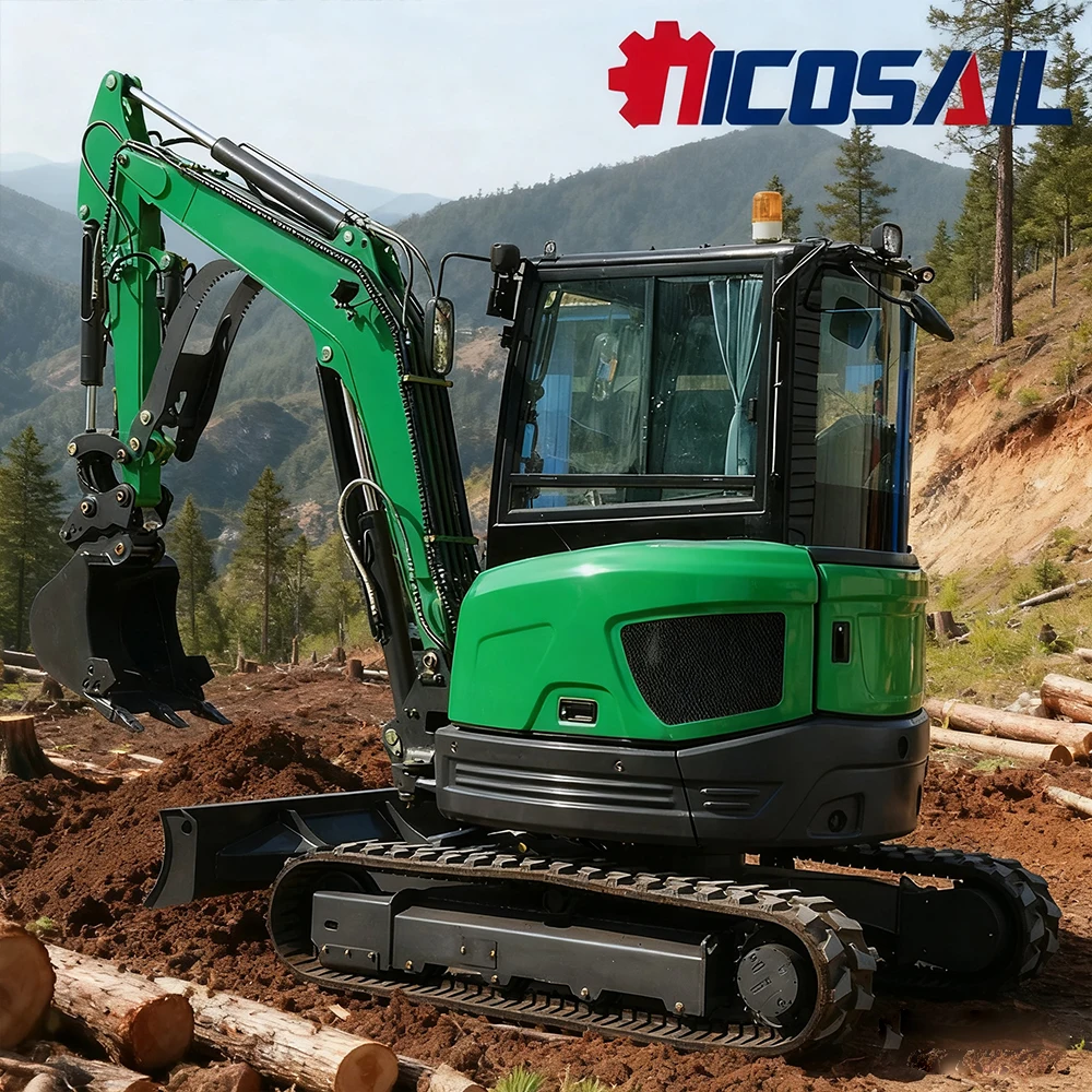 حفارة 3.5 طن محرك كوبوتا حفارة مجنزرة مزرعة حقيبة صغيرة حفارة صغيرة مع دلو الإبهام