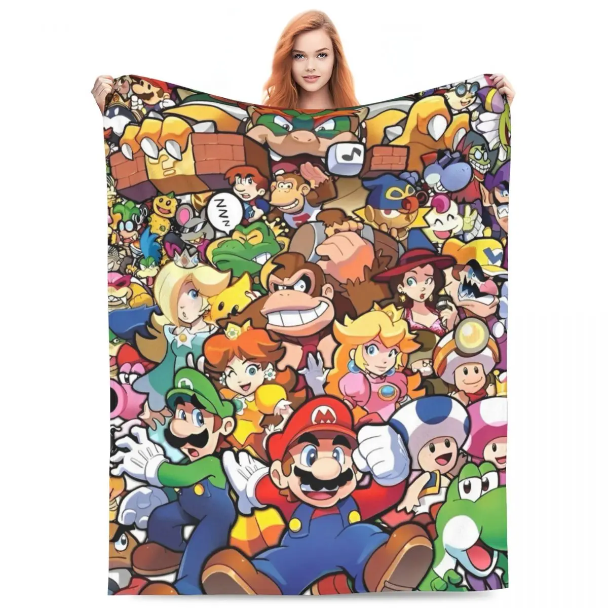 Cartoon M-marioes Soft Warm Blanket Decorative Plush Throw Blanket Funny Home Decor Flannel Bedspread Sofa Bed Cover