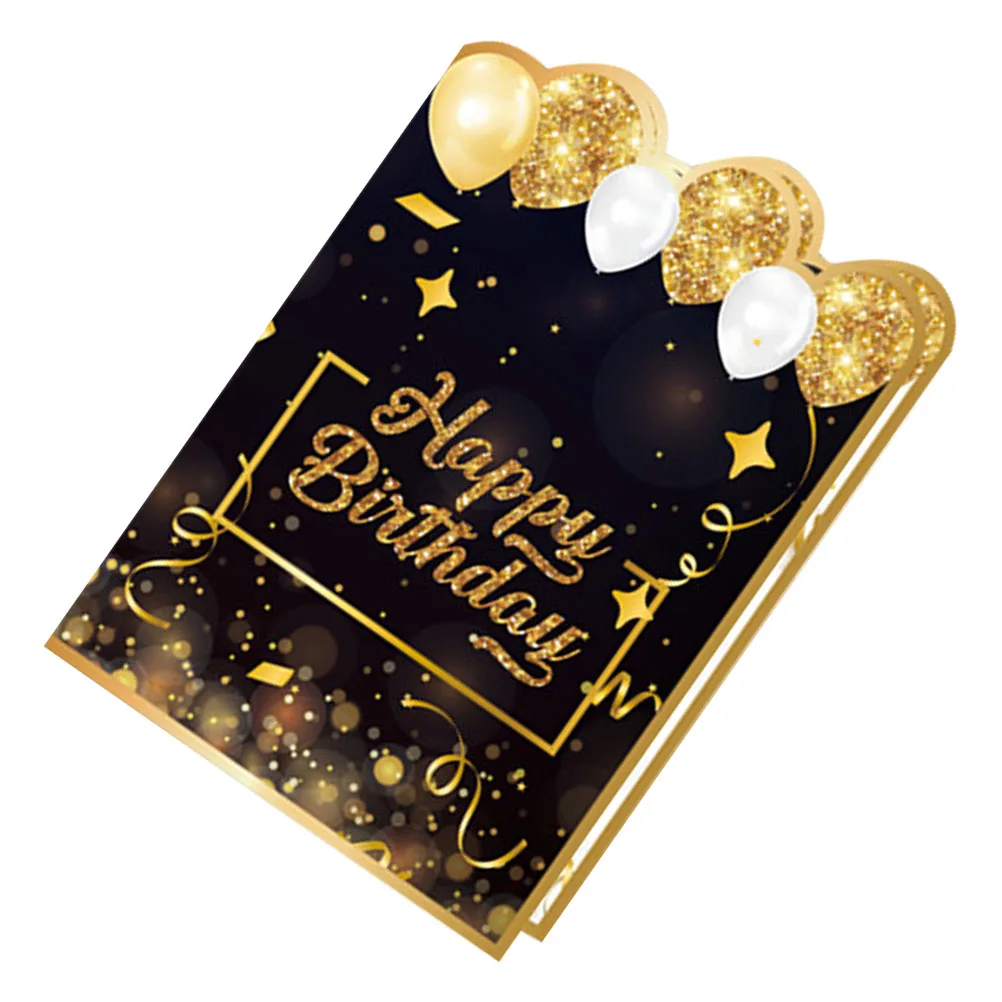 

Large Birthday Sign In Journal Black Golden Album Thick Pages Paper Elegant Keepsake Foldable Storage Guest BookBirthday
