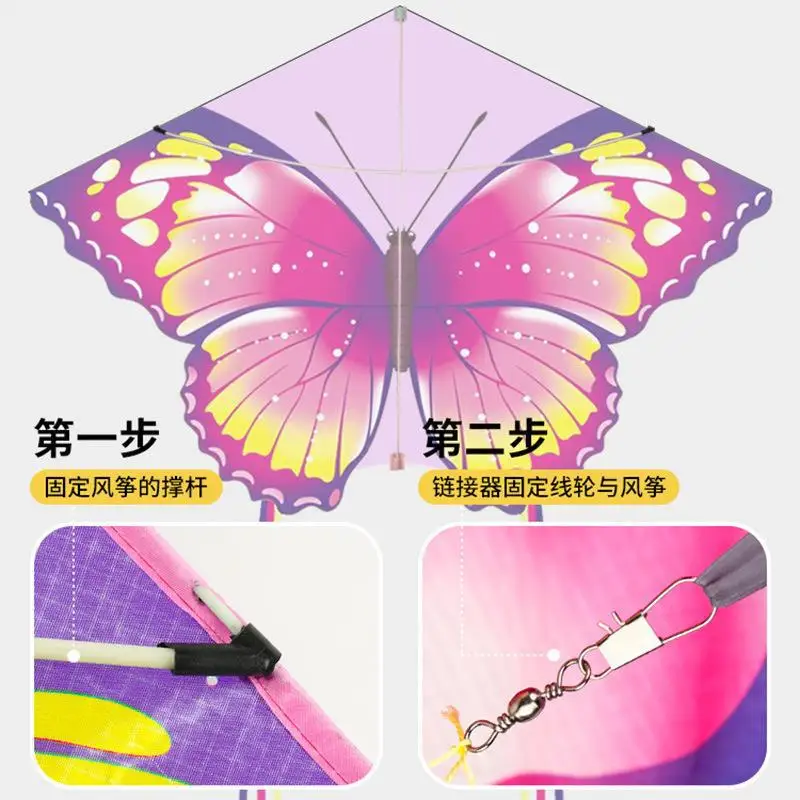 Cometa, pastizales, cometa, brisa para volar, niños y adultos, cola de mariposa de Color grande, 100m, cometas de cuerda, guinga, diversión al aire libre, juguetes deportivos