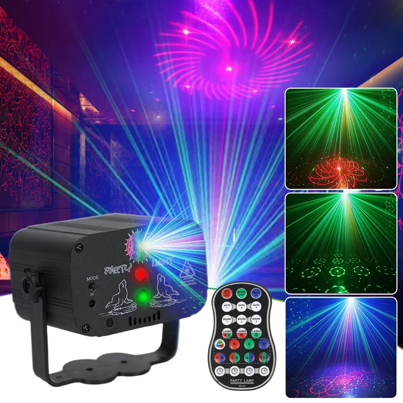 RGB DJ Disco Party Lights Strobe Projector Stage Lighting for Club Home Xmas Holiday Decoration Party Lamp luces christmas light