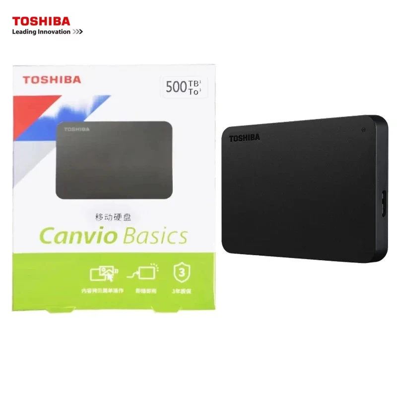 Toshiba Canvio Basics A3 Portable HDD USB3.0 High Speed External Hard Disk 500GB 1TB 2TB Black