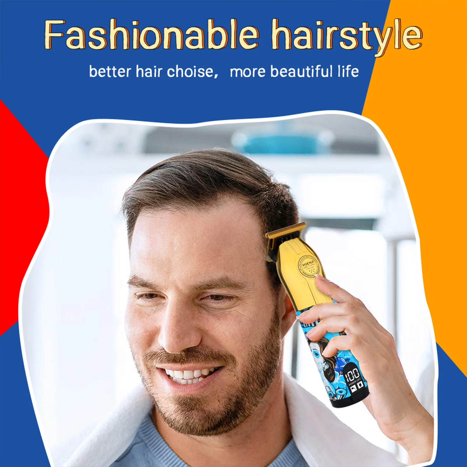 HIENA مقص الشعر مجموعة عالية الطاقة شاشة الكريستال السائل الكهربائية الشعر المتقلب للرجال العصرية الكتابة على الجدران تصميم اللاسلكي الشعر اللحية ماكينة حلاقة