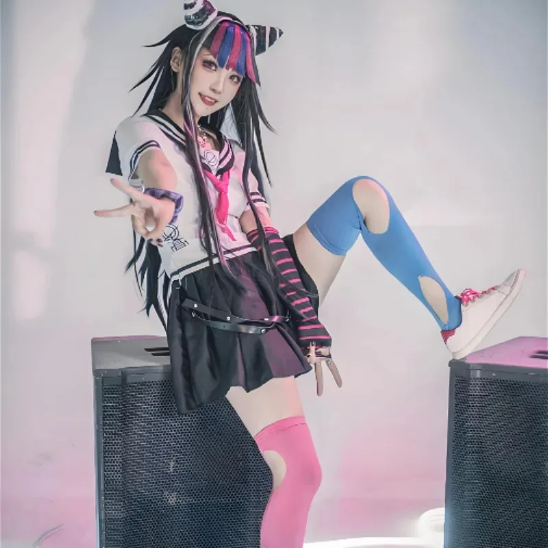 Anime Danganronpa Mioda Ibuki Costume Full Set Cosplay JK School Uniform Sailor Dress Sock Prop Accessories Party Carnival Suit