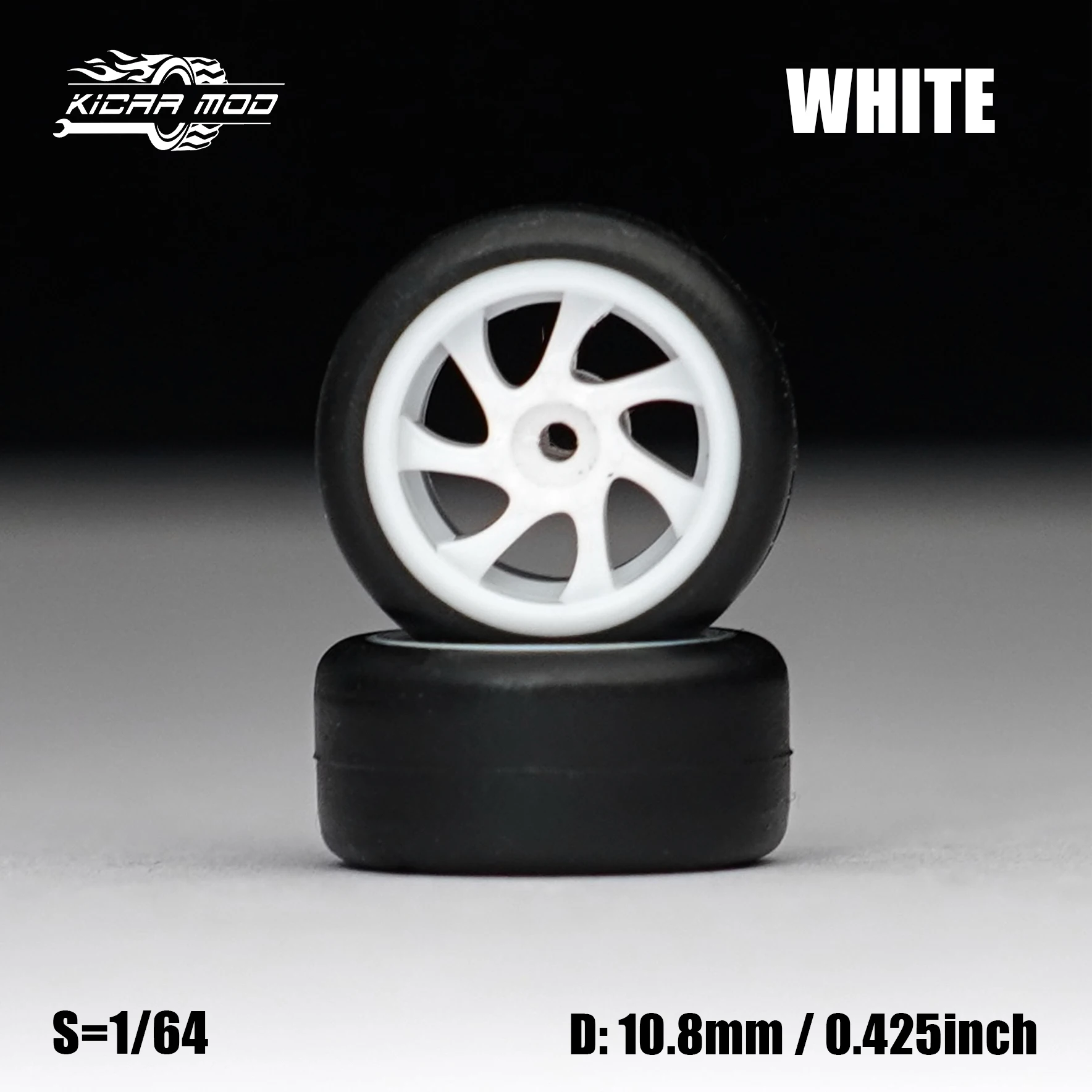 1/64 Modellauto Weiße Räder mit festen Gummireifen, inklusive Nieten für die Nachrüstung von Diecast-Modellen, 4 Stück pro Set – Detail 8