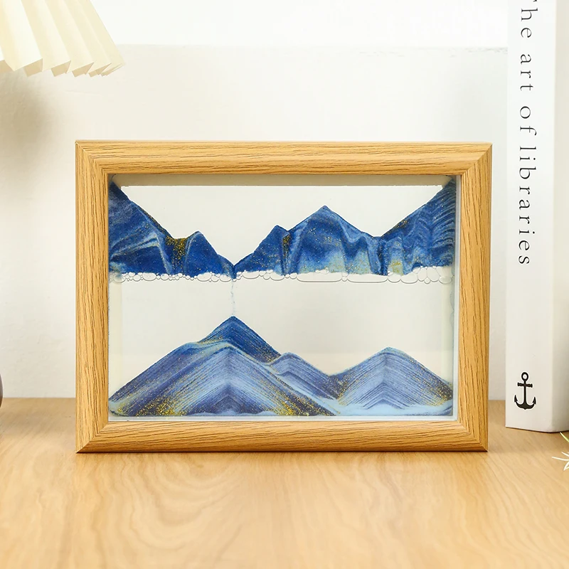 صورة فنية ثلاثية الأبعاد للرمال والرمال المتحركة ، ساعة رملية ، إطار خشبي مربع ، لوحة رملية متدفقة ، ديكور للمنزل والمكتب ، هدايا