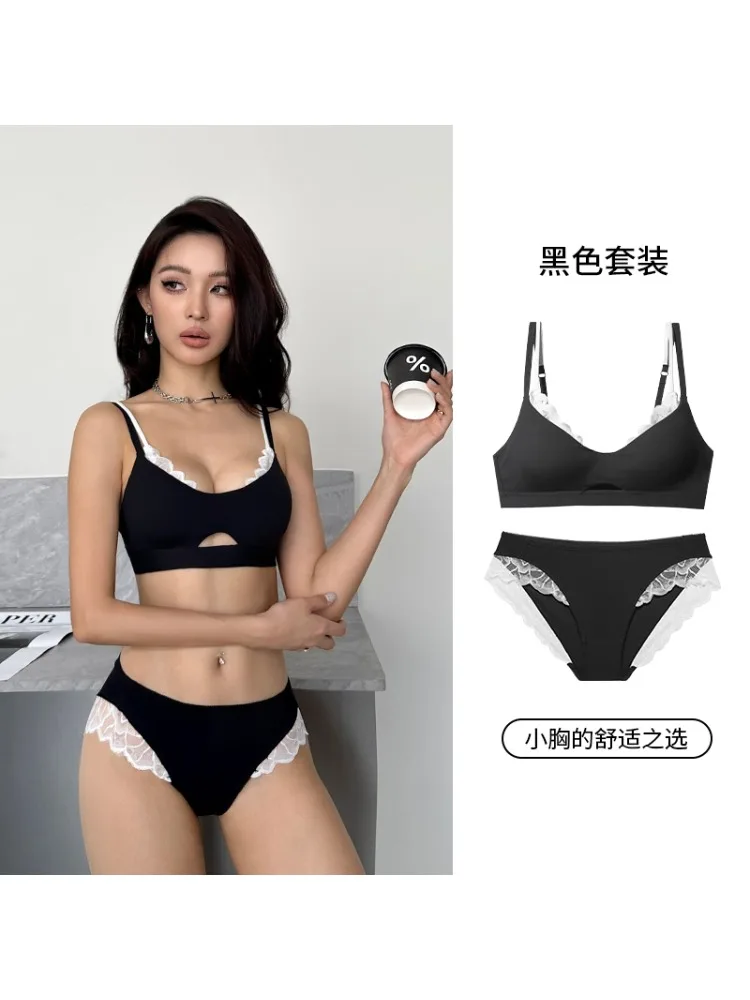 Sexy Push-Up-Sport-BH und Höschen-Set, kabelloser T-Shirt-BH für große, kleine Brüste, Anti-Durchhängen in Übergröße, nahtloses Workout-Bralette
