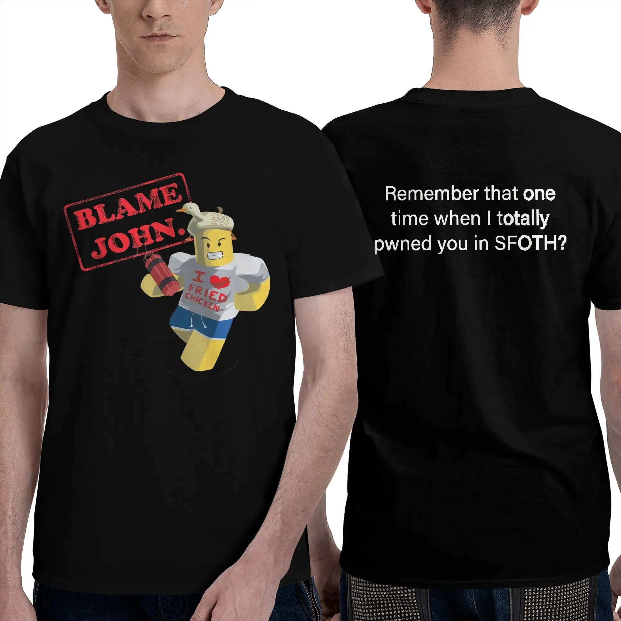 تي شيرت Blame John Meme تي شيرت صيفي ملابس الشارع الشهير تي شيرت 100 قطن Harajuku تي شيرت للرجال بأكمام قصيرة تي شيرت مطبوع