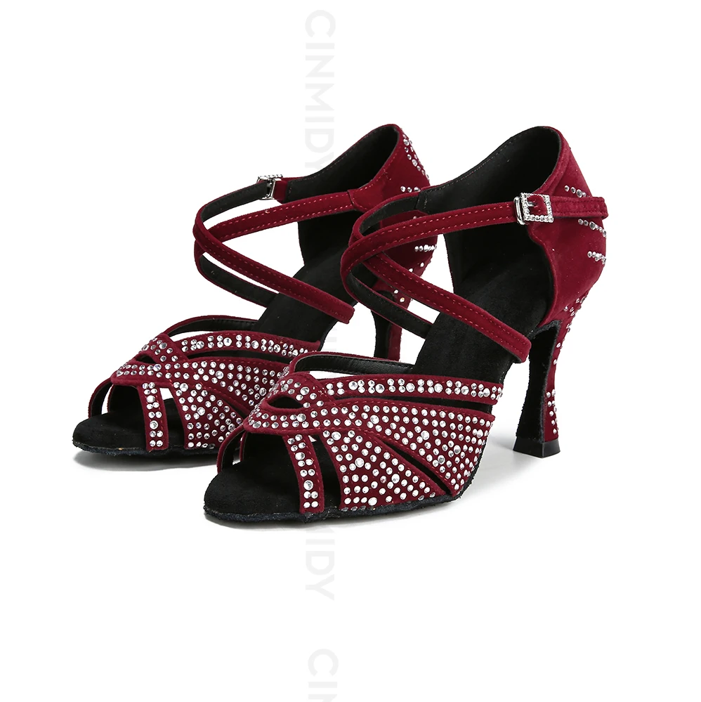CINMIDY Strass-Latein-Tanzschuhe, Ballsaal-Tanzschuhe, Tango-Chacha-Salsa-Tanzschuhe, Partyschuhe, Weichsohlen-Hochzeitsschuhe – Detail 18
