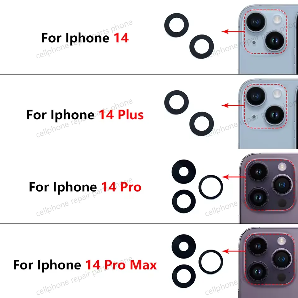 Tested For IPhone 13 Pro Max 13mini 14 16 Plus 6s Camera Glass Lens Back Rear Camera Glass Lens with Glue Replacement Repair