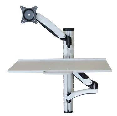 WS02 Wall Mount Foldable Ergonomic Gas Spring Sit-Stand +Keyboard Holder Full Motion Arm 15