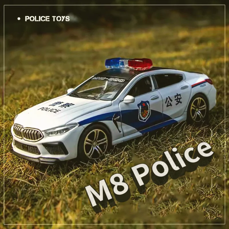 

Scale 1/32 M8 Police Car Model Toy Metal Diecast with Pull Back 110 Simulation Vehicle Models Doors Openable Boy Collection Gift