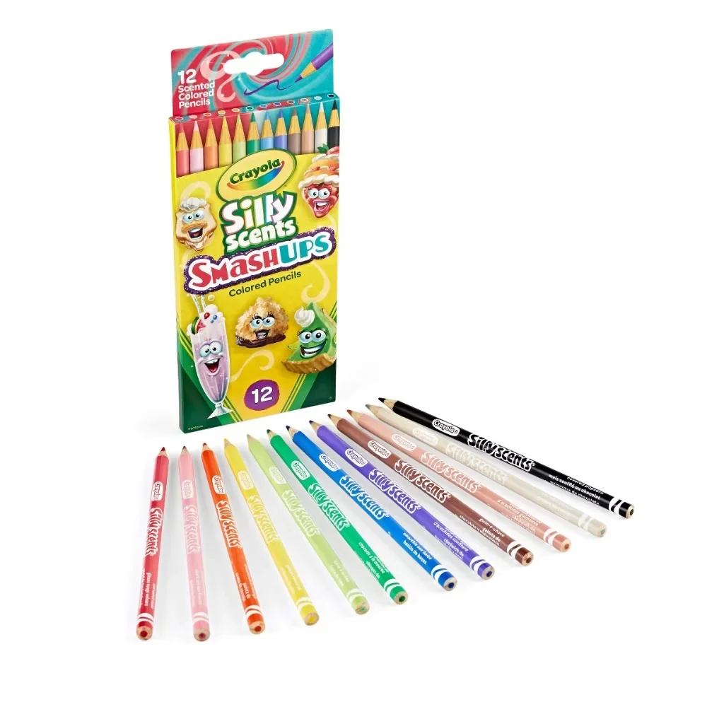 12ct Silly Scent Smash Ups Colored Pencils: Scented Drawing & Coloring Book Supplies for Kids, No. 2 Lead