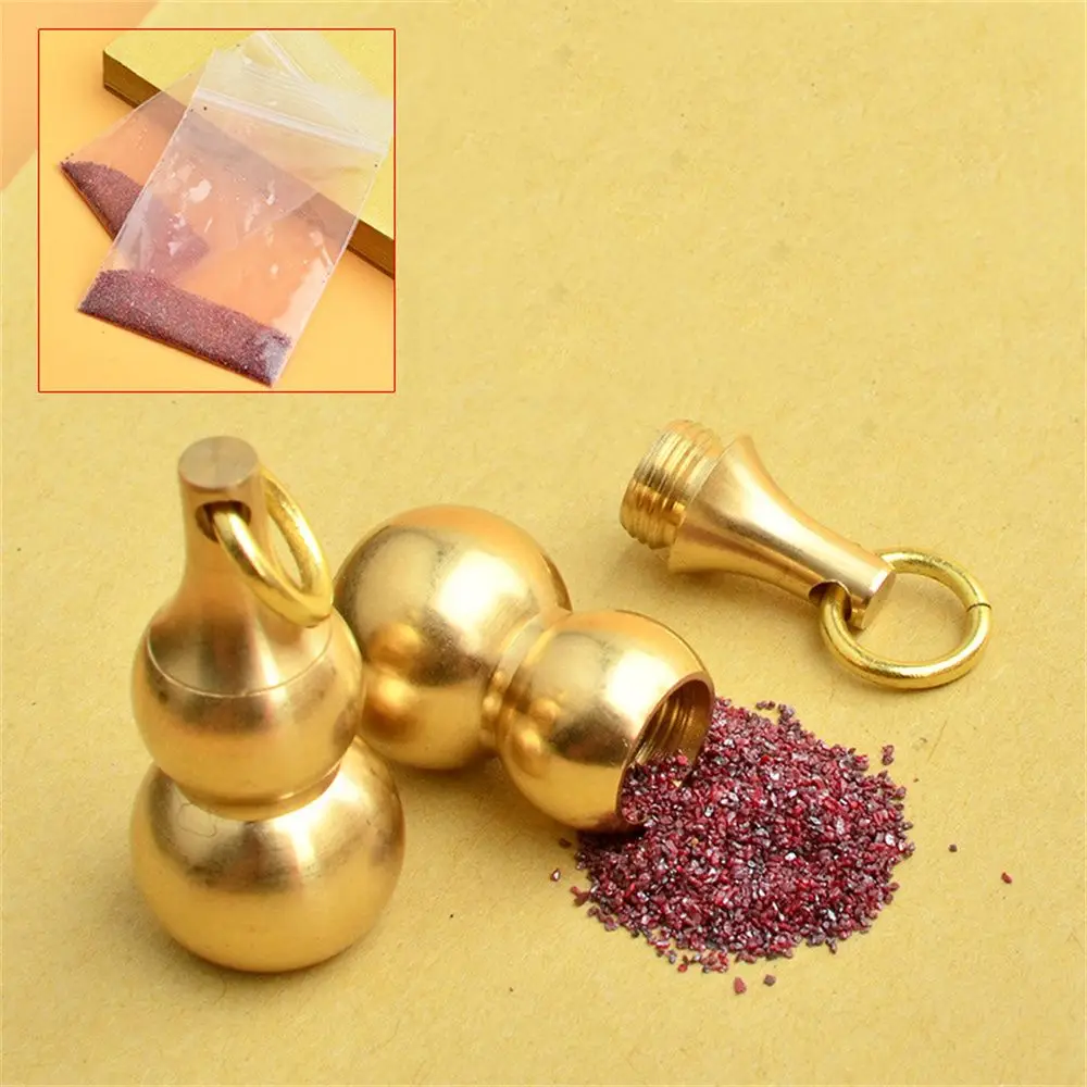 Brass Gourd Pendant Irregular Jar Keychain Hanging Necklace Jewelry Waterproof Pill Box Medicine Case Container Bottle Keychains