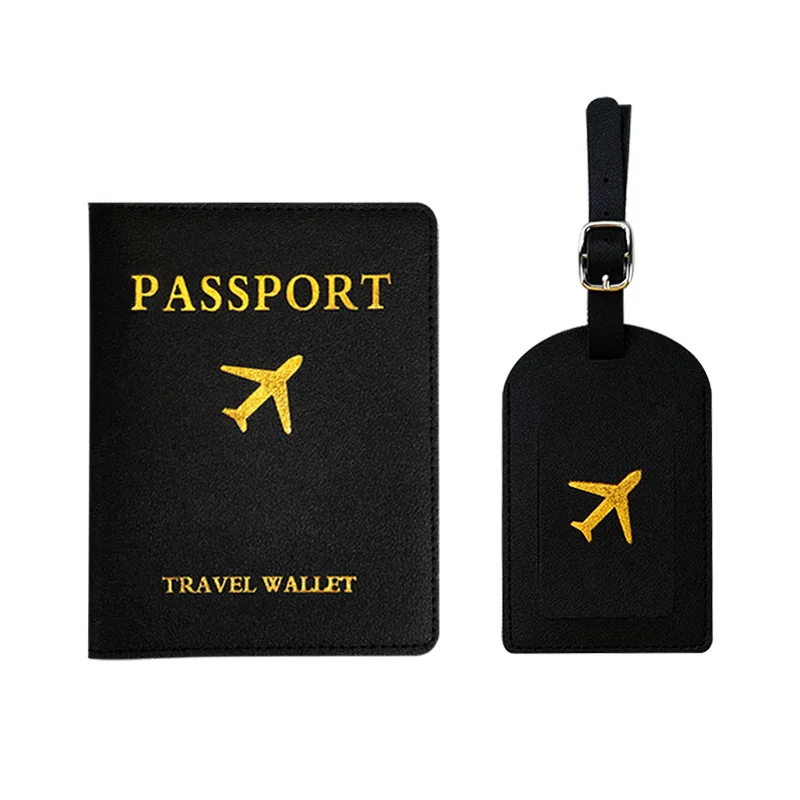 Women Men PU Leather Travel Wallet Creative Aircraft Waterproof Passport Holder Luggage Tag Portable Label Travel Accessories