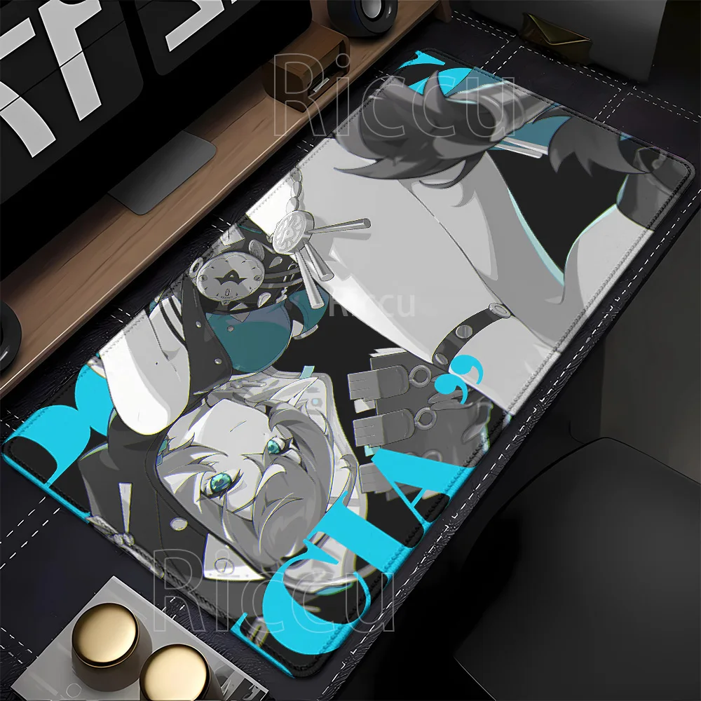 black and white Mouse Pad Zenless Zone Zero ZZZ Mousepad Anime kawaii girl Large gaming Keyboard HD printing overlock Desk Mat