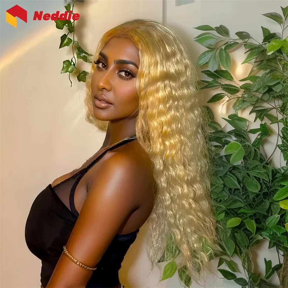 200 Density Honey Blonde Color Deep Wave Cheap 13x6 Hd Lace Front Curly Wigs 100% Human Hair Lace Frontal Wig on Clearance Sale