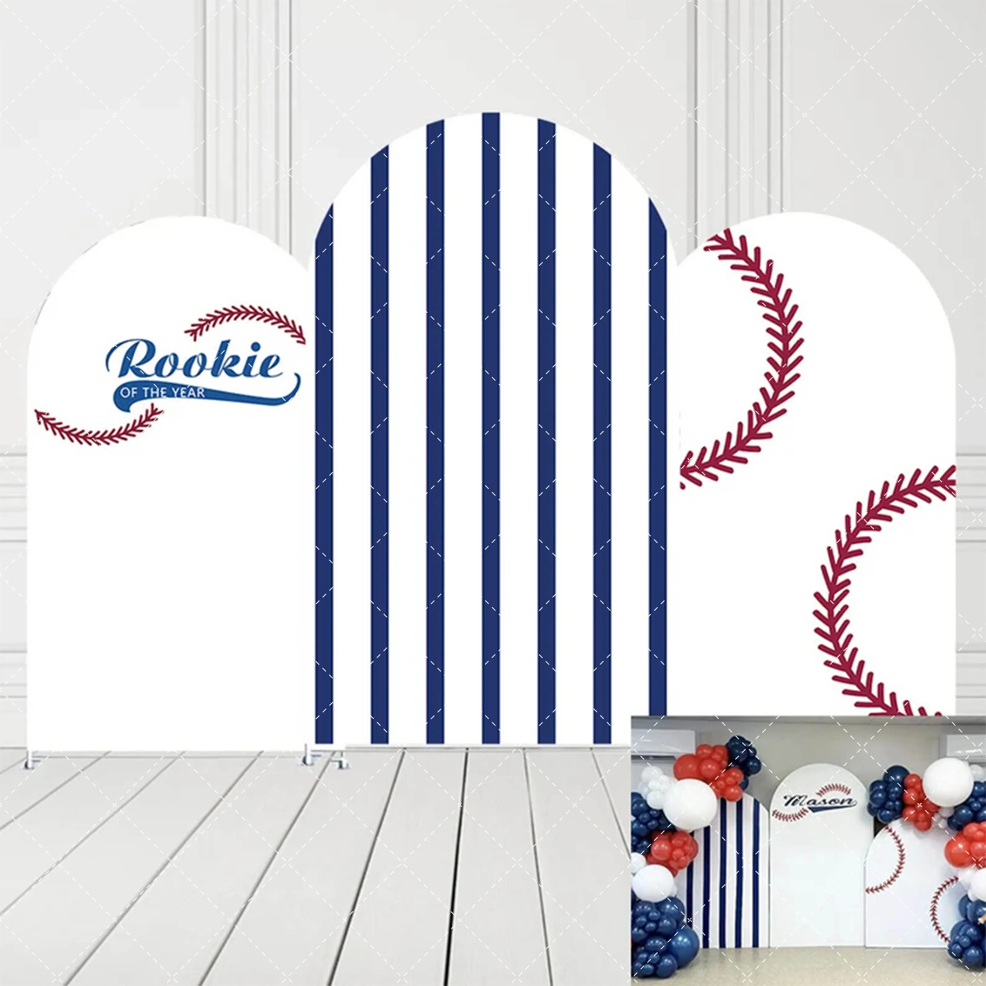 

Mehofond Arch Backdrop Covers Baseball Sports Boy Birthday Party Rookie OF The Year Arches Cover Baby Shower Decor Background