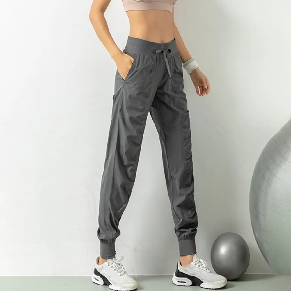 Slimming Wrinkle Running Pants Tapered High Waist Yoga Pants Breathable Stretchy Fitness Pants Exercise