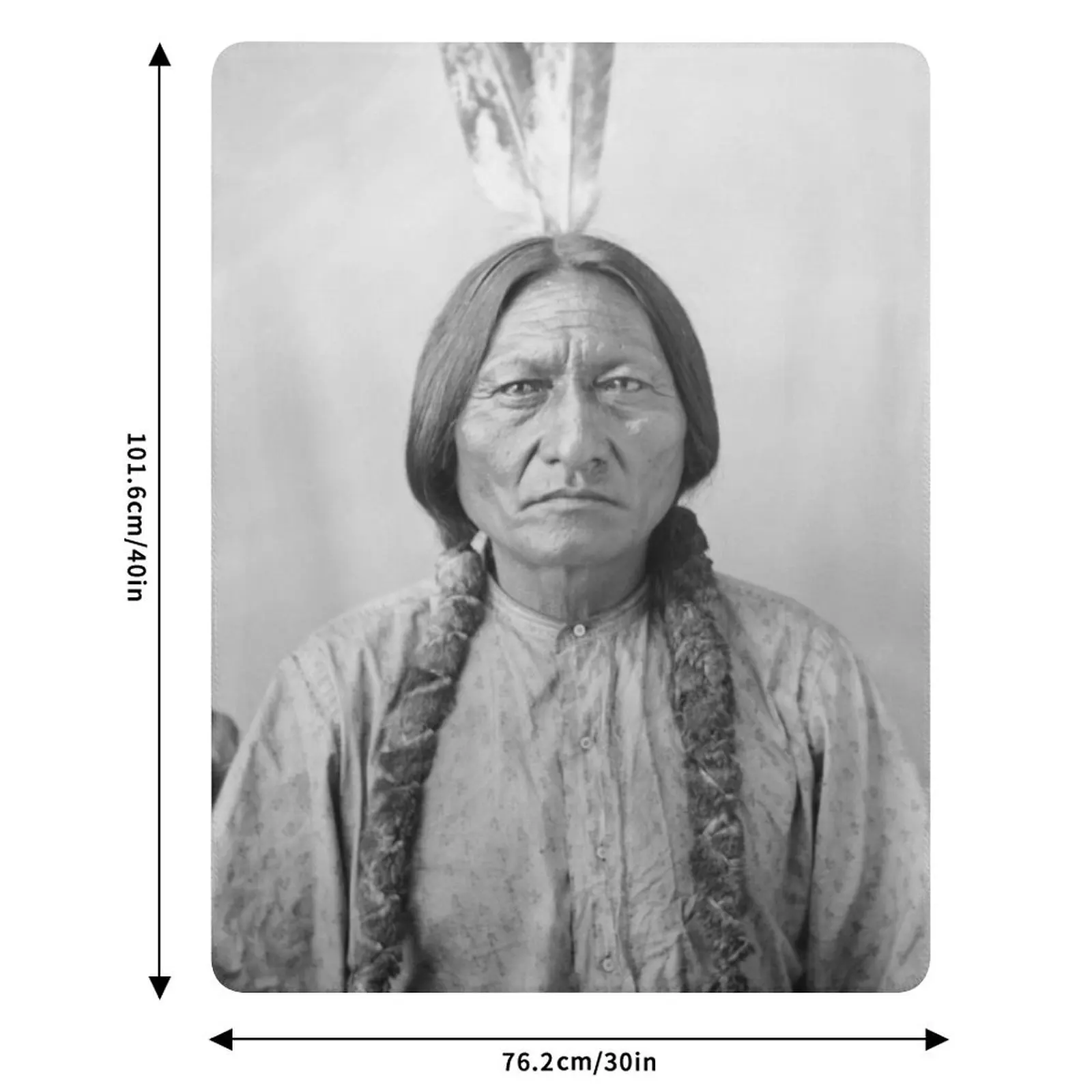 يجلس الثور Hunkpapa لاكوتا زعيم يقف روك الولايات المتحدة الأمريكية صورة السكان الأصليين أبيض وأسود HD عالية رمي بطانية