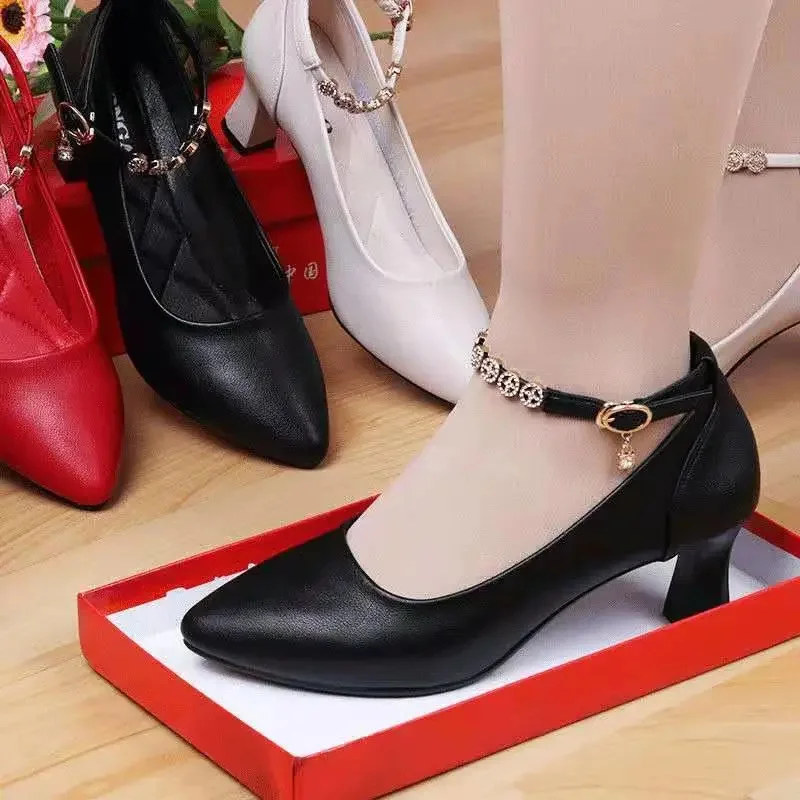 Cresfimix Fashion Black Pu Leather Buckle Strap High Quality High Heel Shoes for Women Lady Classic Beige Stiletto Pumps A1236