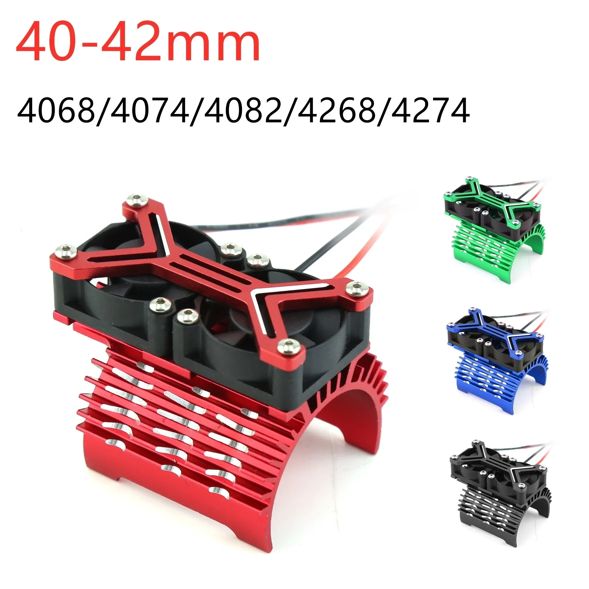 Metallo Doppia Ventola di Raffreddamento 4068 4074 4082 4268 4274 Dissipatore di Calore Del Motore 40-42mm per 1/7 1/8 Arrma TRAXXAS RC Auto Parti