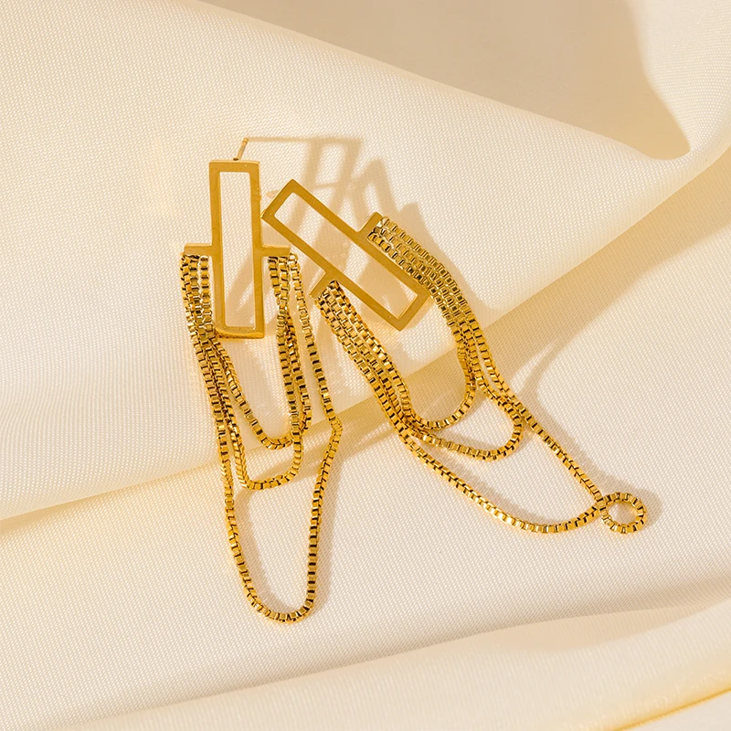 EILIECK 316L Stainless Steel Gold Color Tassel Dangle Earrings For Women Fashion New Holiday Gift Ear Drop Jewelry Bijoux Серьги