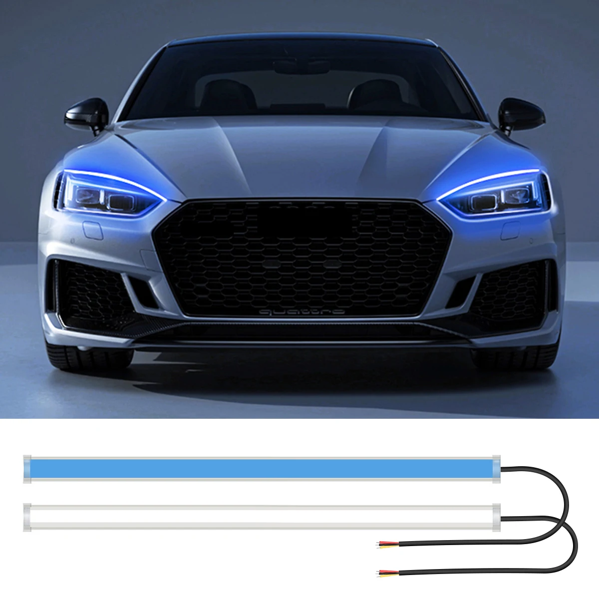 2Pcs Car Daytime Running Light Flexible Strip Turn Signal Lamp Brake Flow Lights DRL Auto Headlights Decorative Atmosphere Lamps