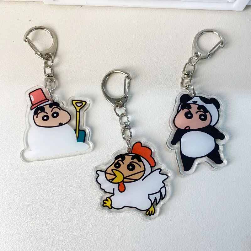 Kawaii Crayon Shin-Chan Key Chain Pendant Bag Accessories Acrylic Decoration Keyring Birthday Gifts Girlfriend Toys