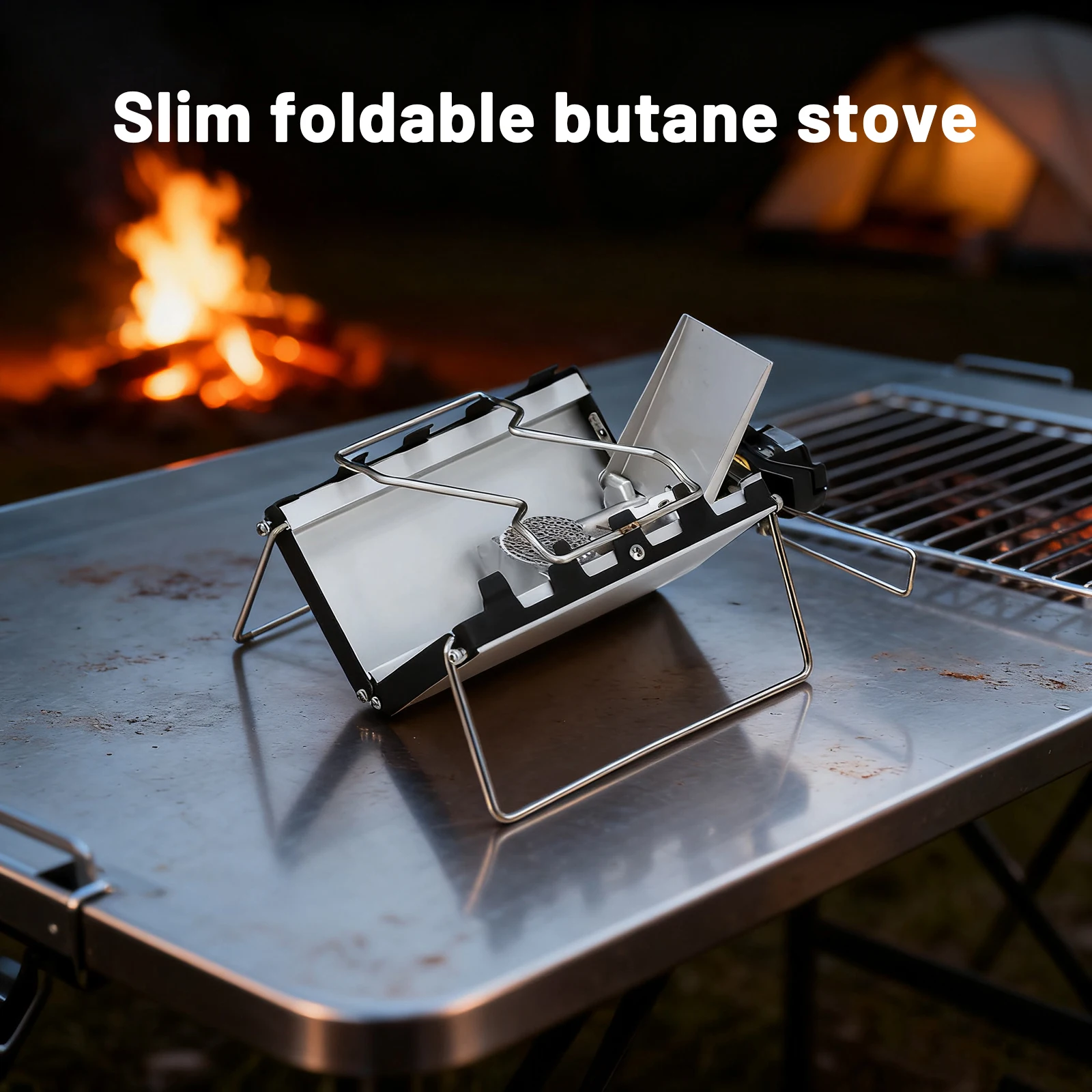 PAKICETUS Single Burner Stove, Ultra-thin, Lightweight, With Storage Bag, Solo, Camping, XS-01, Excluding gas cylinders