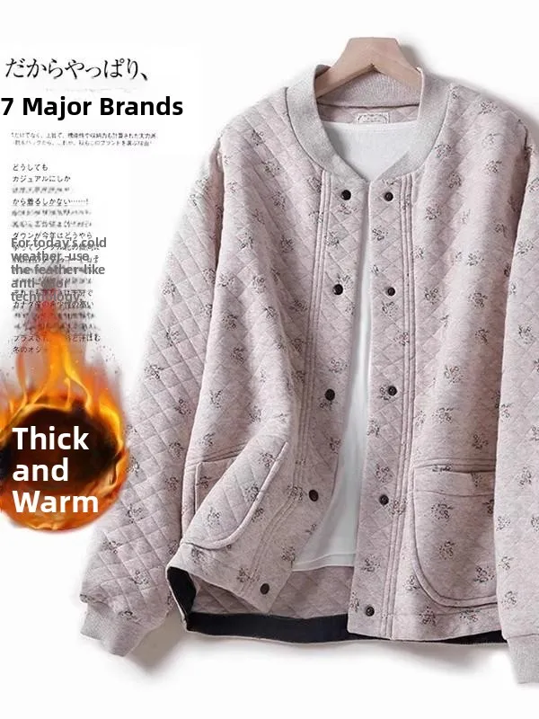 

Свободный крой, хлопковое жакет с цветочным принтом, женское зимнее теплое бейсбольное пальто, корейское длинное свековое пальто с воротником-стойкой на пуговицах