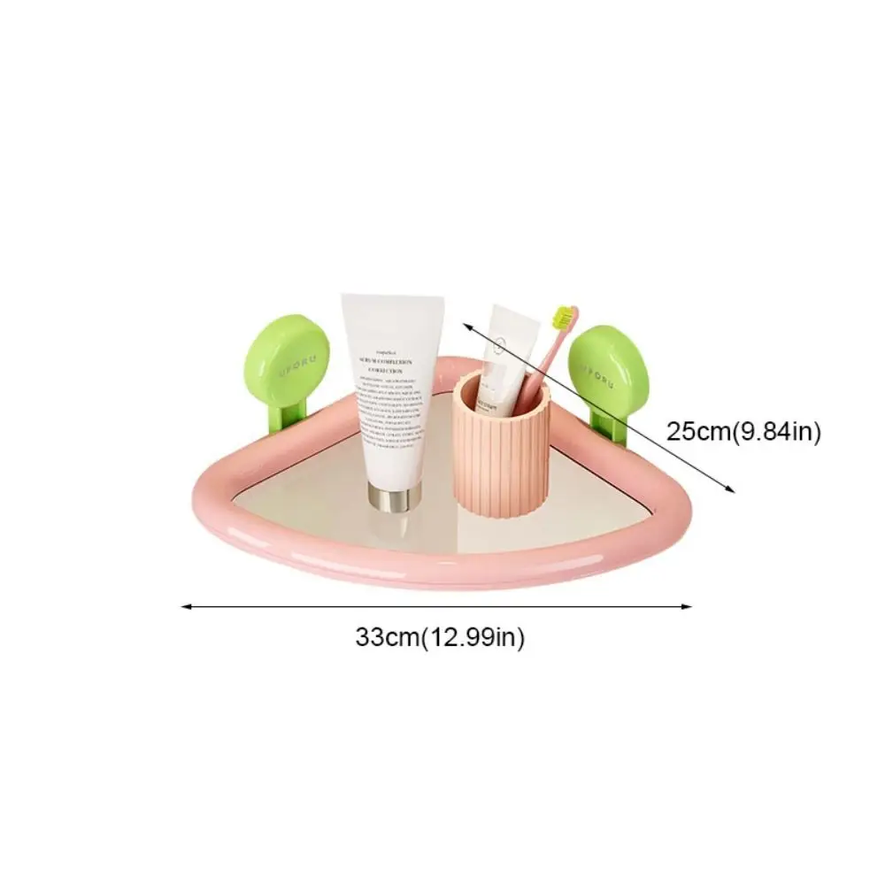Plastic Suction Cup Triangle Shelf Punch Free Dopamine Color Shower Organizer Wall Mounted Drainable Corner Storage Shelf Home