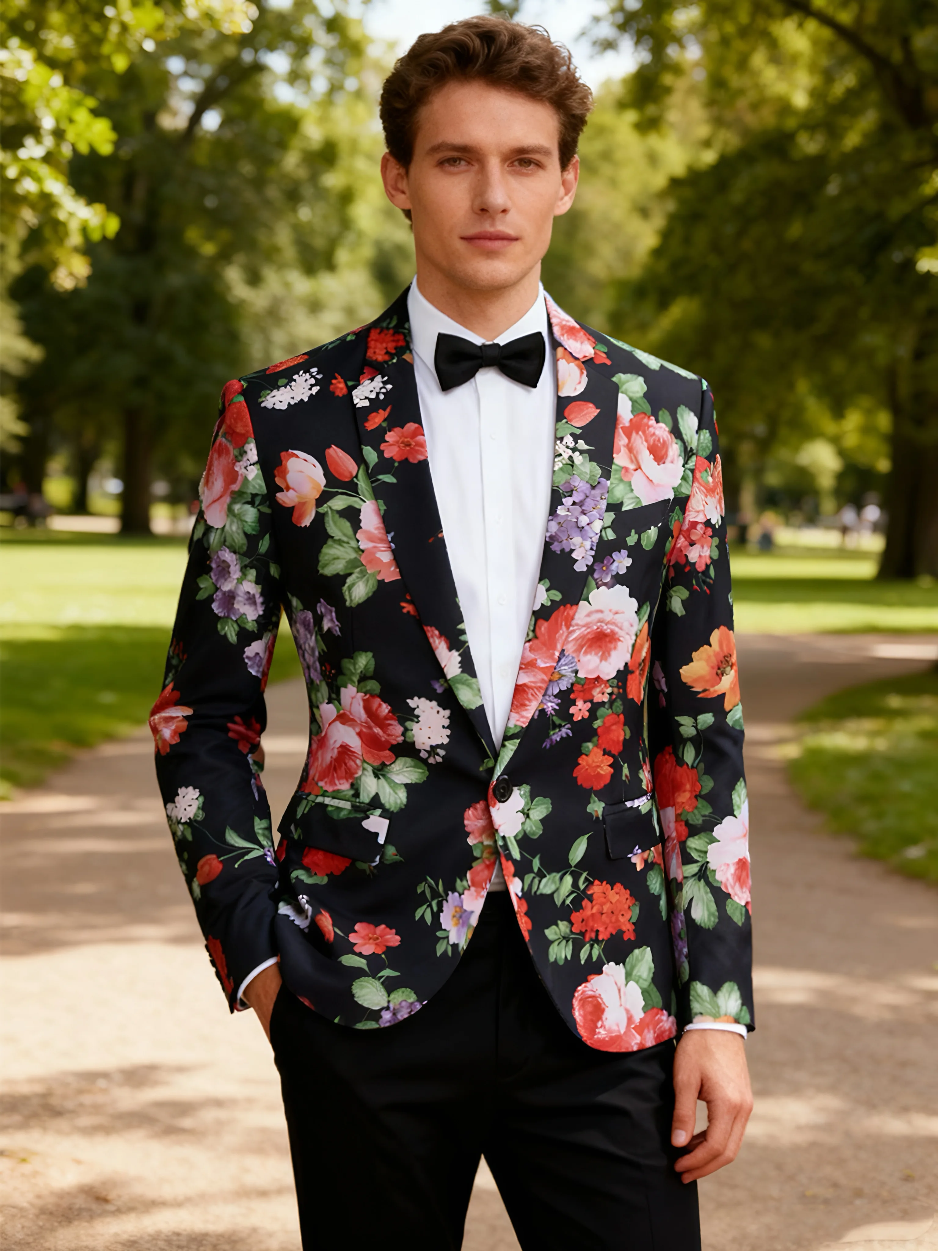 

Мужская спортивная куртка, пиджак с принтом, 1, облегающее вечернее платье с цветочным узором, спортивная куртка, подходящая для свадеб, вечеринок.