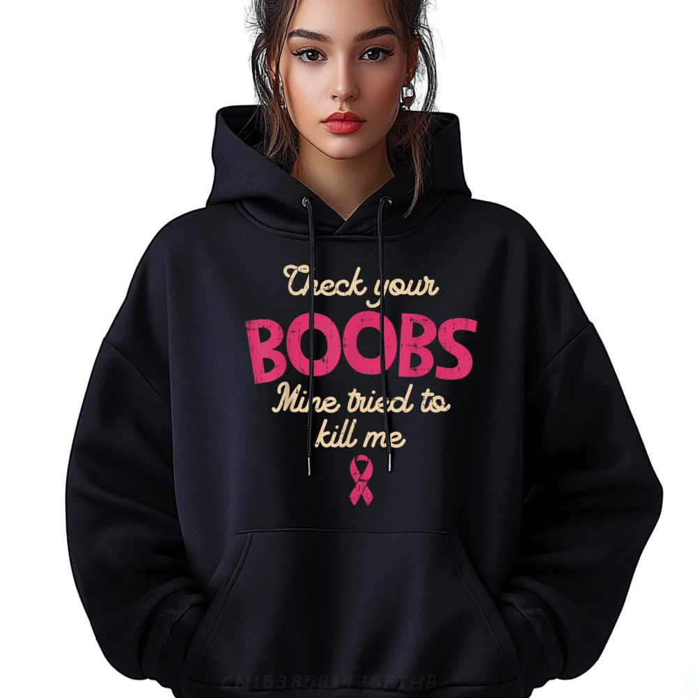

Latest Women's Hoodies Breast Cancer Awareness Check Your Print Sweatshirt O Neck Long Sleeve Letter Hoodies Father Day