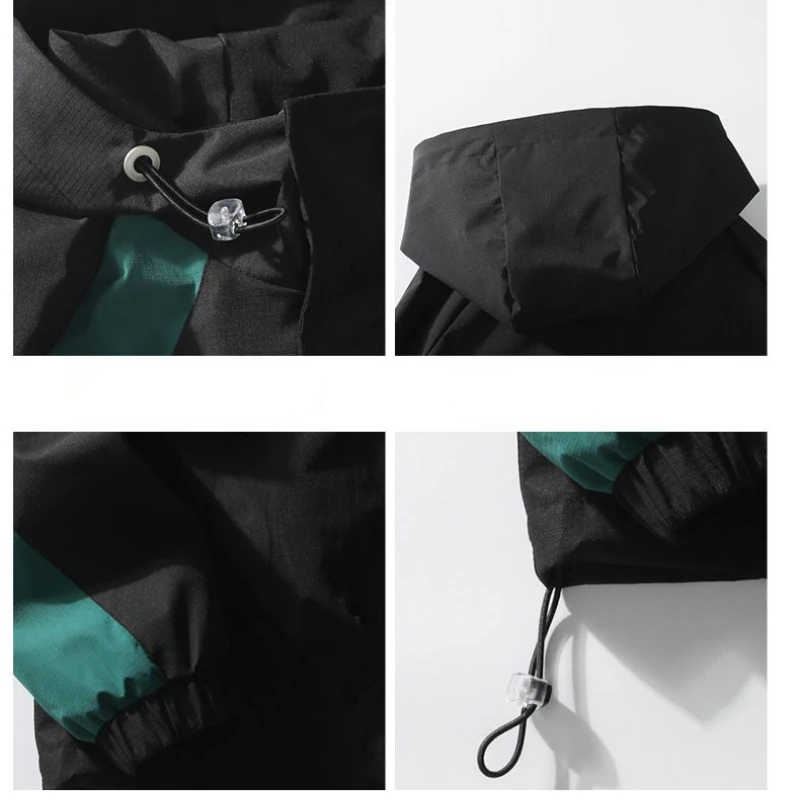 Outdoor Windproof Waterproof Jacket Men Clothing Zipper Sweatshirt Spring Autumn Loose Cargo Jacket Hooded Coats Windbreaker New