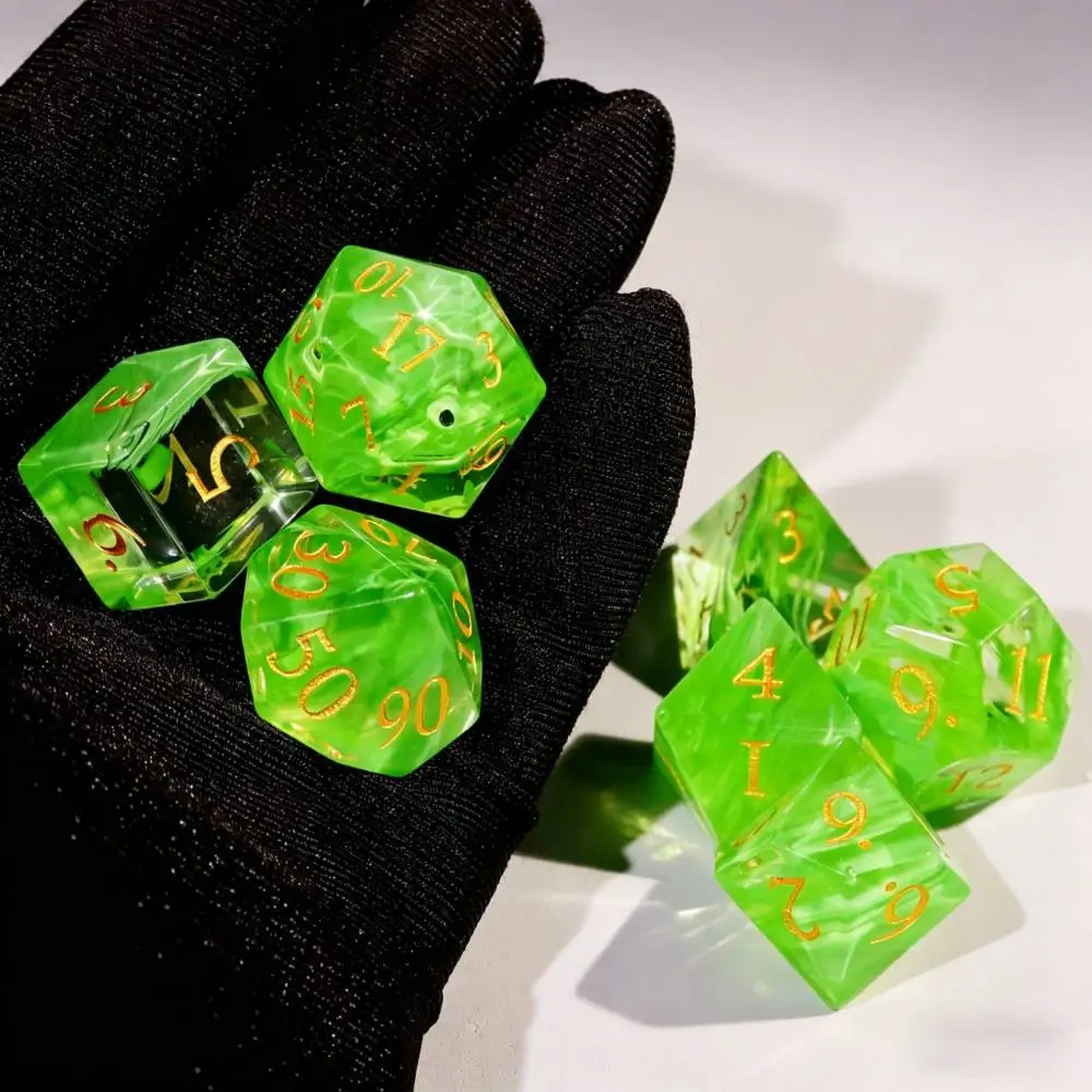 Green Crystal Dice Polyhedral Gemstone Dice set DND for Dungeons and Dragons TRPG DND Gem Dices role playing games stone dice