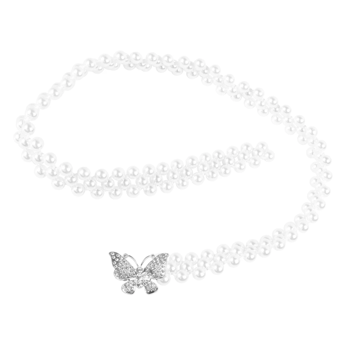 

Pearl Flowers Waist Chain Rhinestone Plastic Alloy Lightweight Durable Women Dress Belt Accessories Jewelry