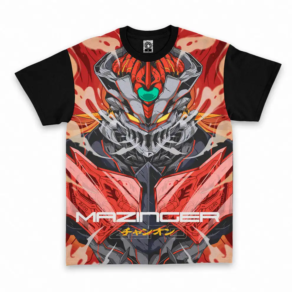 Mazinger Z Anime Robot T-shirt Full Print Tee Unisex Streetwear Short Sleeve Top Mecha Fans Gift