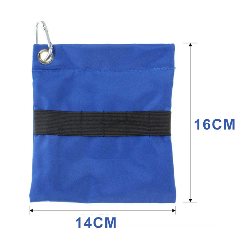 Golf Storage Bag Holder 16CM*14CM Nylon Golf Ball Bags With Zipper and Hook Golf Accessories Blue Color