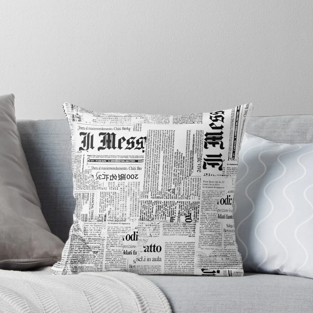 

Black And White Collage Of Grunge Newspaper Fragments Throw Pillow Sofa Cushions Covers Cushions For Decorative Sofa pillow