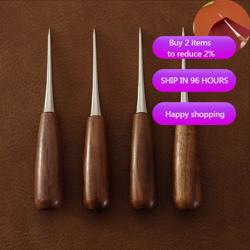 Leather Tools/Wooden Handle Metal Cone Head/Handmade DIY Leather Craftwork Fabric Positioning Reaming Tools Solid Wood Awl