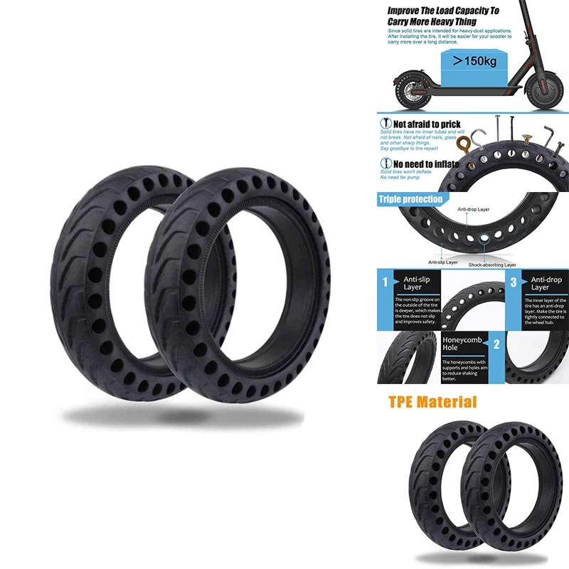 Solid Tire For Xiaomi M365 Electric Scooter Tyre, 8.5 Inches Shock Absorber Non-Pneumatic TPE Durable Tyre Wheel