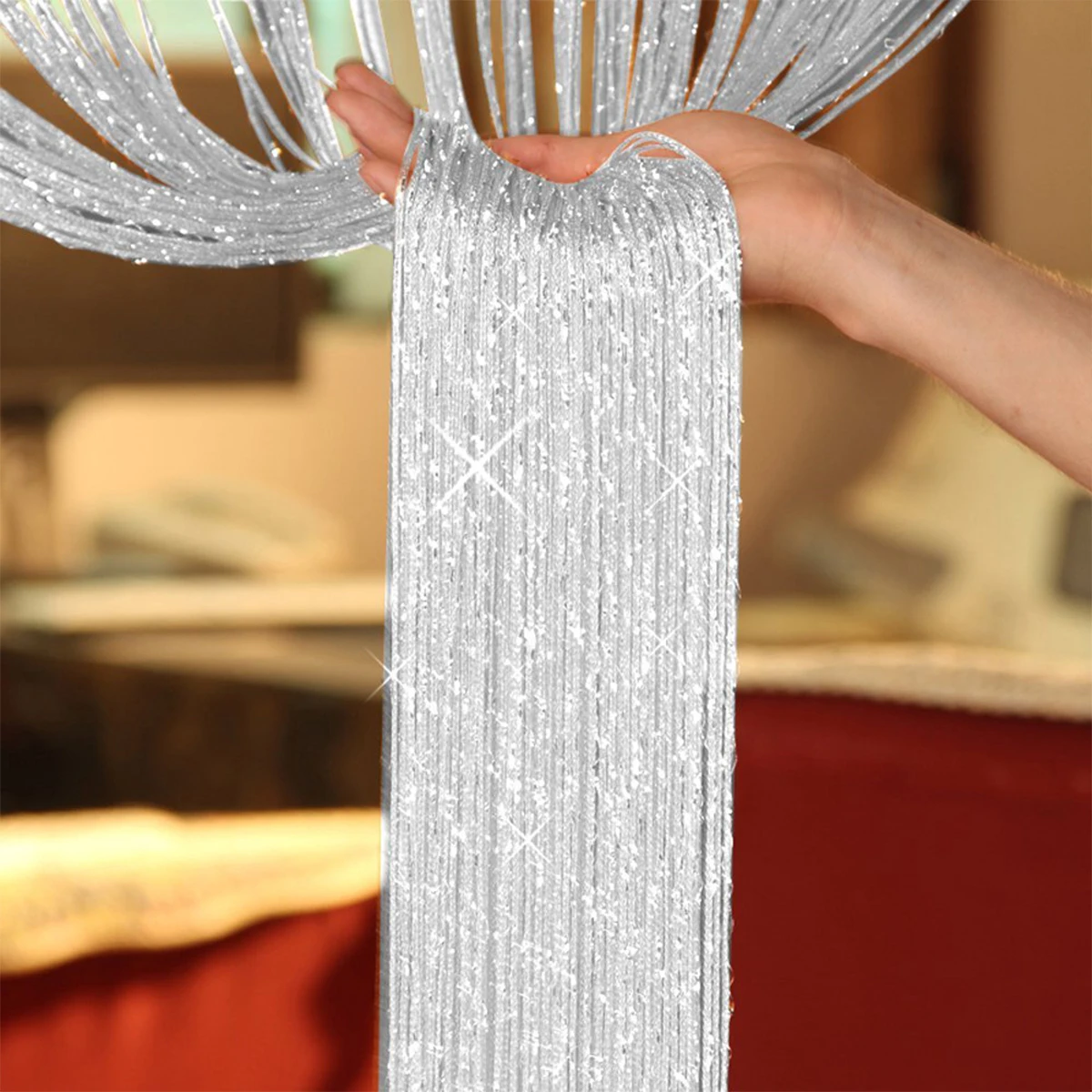 100x200CM String Door Curtain Thread Curtain Divider Plain Tassel Fringe Window Panel Drapes Anti-mosquito Fly Insect Bug Drapes